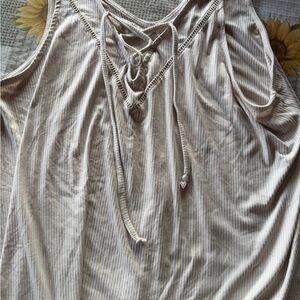 Maurices Cream Lace-Up Tank Top